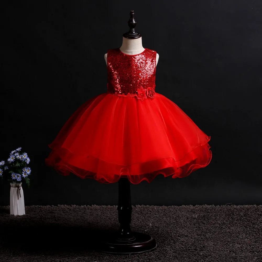 Red New Year's Kid Ball Dress Flower Girl Bridesmaid Dress For Party ...