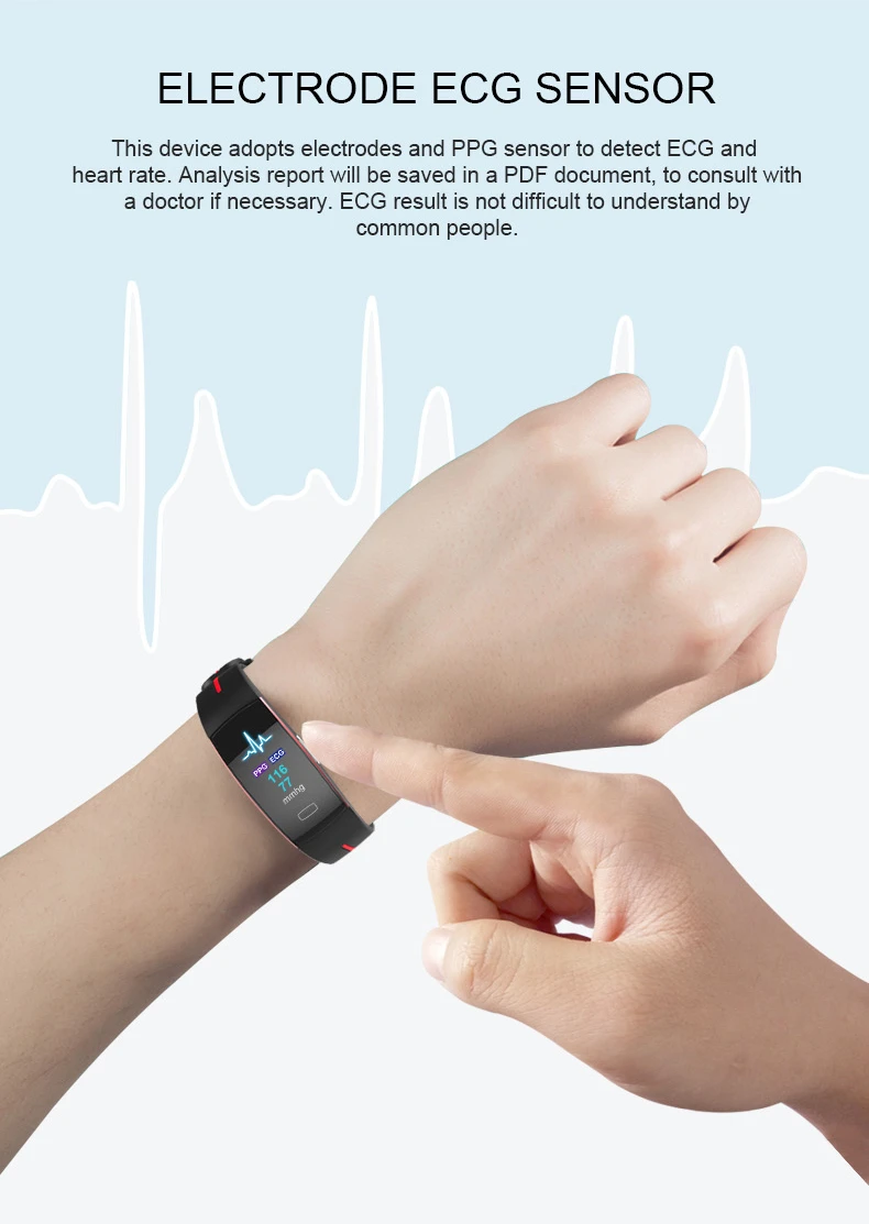 P3 Plus Smart Bracelet PPG ECG Heart Rate Blood Pressure Monitor Color Screen Smart Band-02.jpg