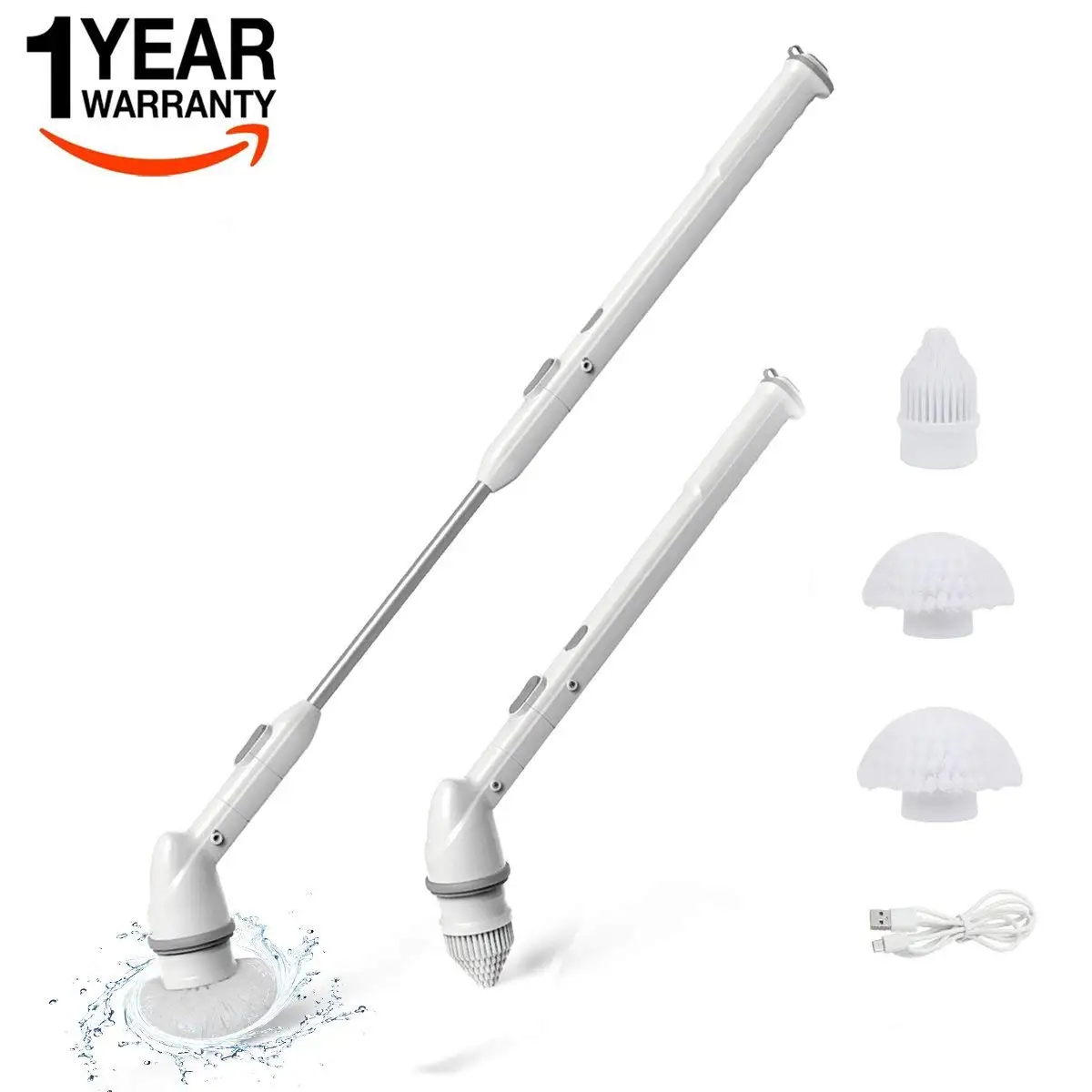 FORTUNE DRAGON Spin Scrubber, Electric Cordless Tub and Tile Scrubber Cleaning Scrubber with 3 Replaceable Cleaning Scrubber Brush Heads, 1 Extension Arm for Bathroom, Floor, Wall, Kitchen