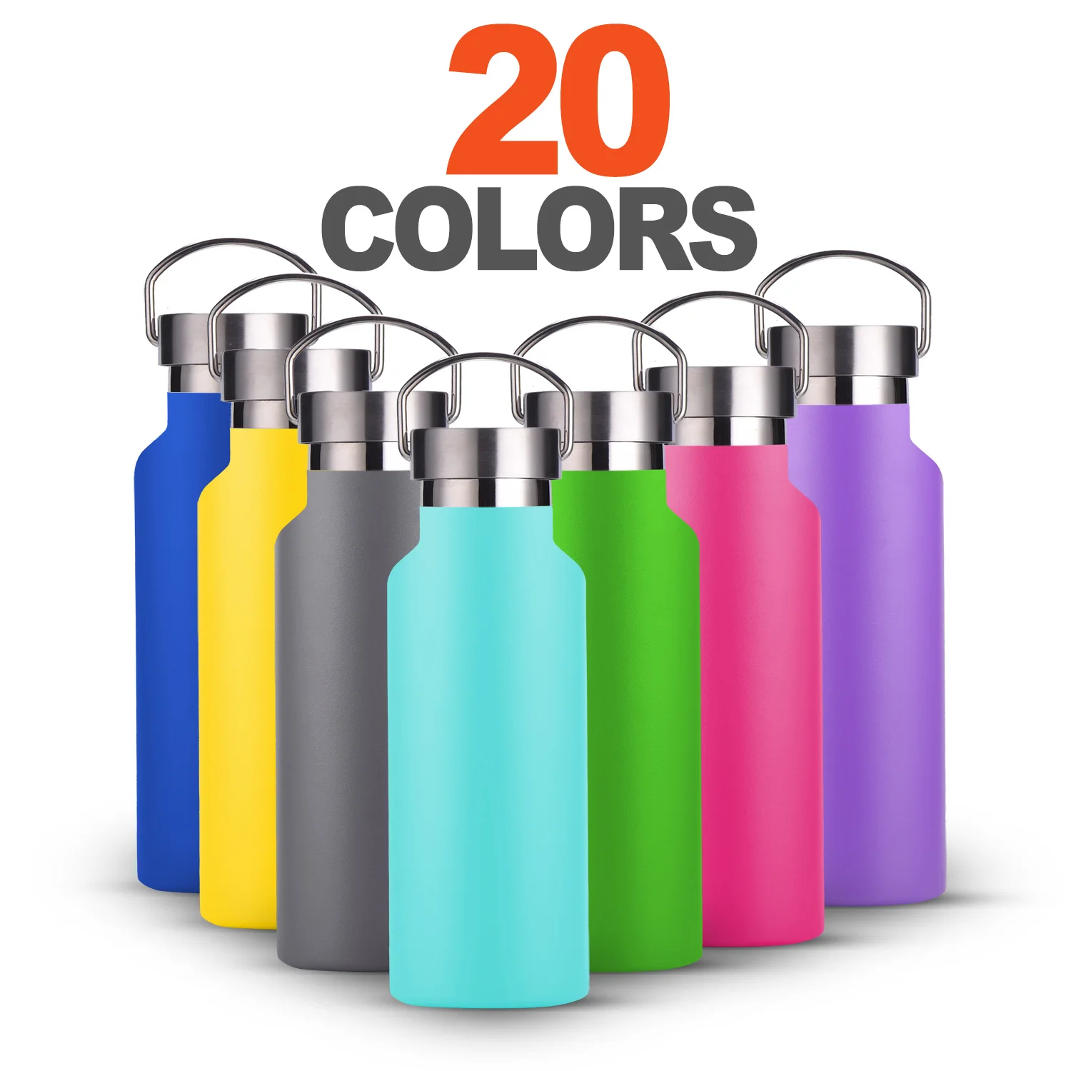 Personalised Water Bottle Stainless Steel Sports Bottle 500ml Screw on Lid