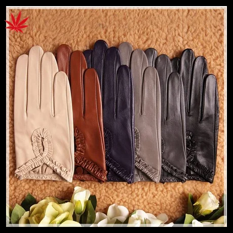 Ladies fashion leather gloves nappa sheep color leather gloves