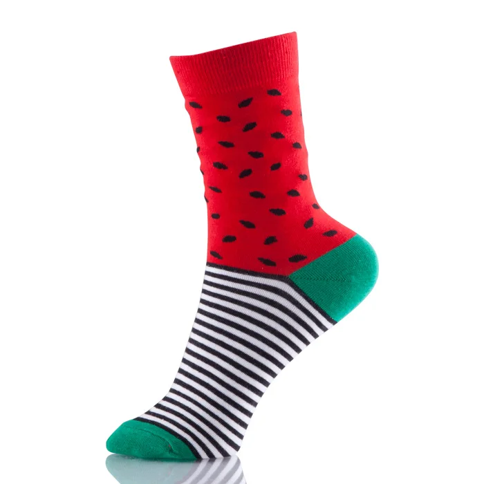 Hot Novelty Fruit Pattern Watermelon  Personality Jacquard Cotton Women Socks Casual Cute Socks