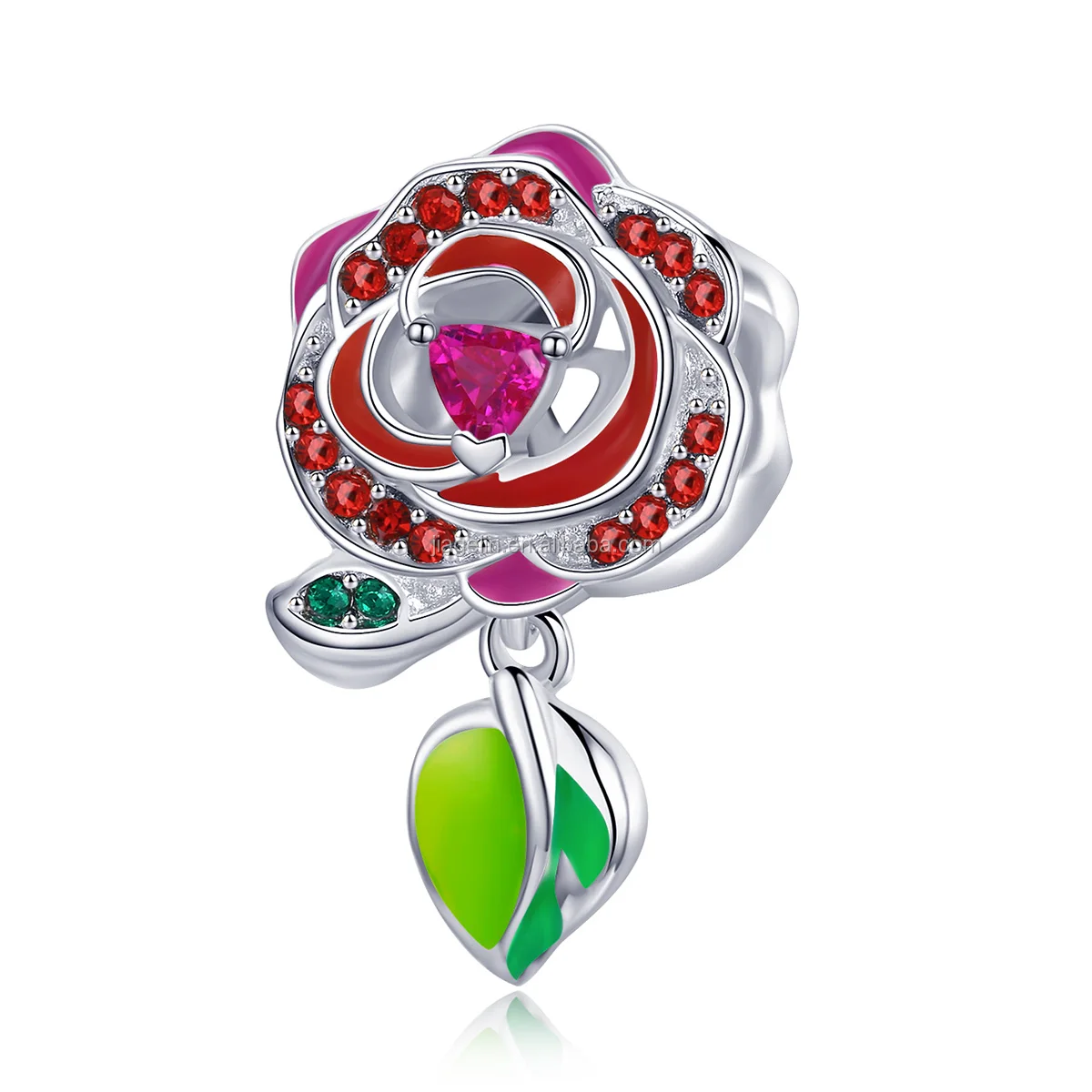 Romantic Rose Charm 925 Sterling Silver Beautiful Bead For Bracelet