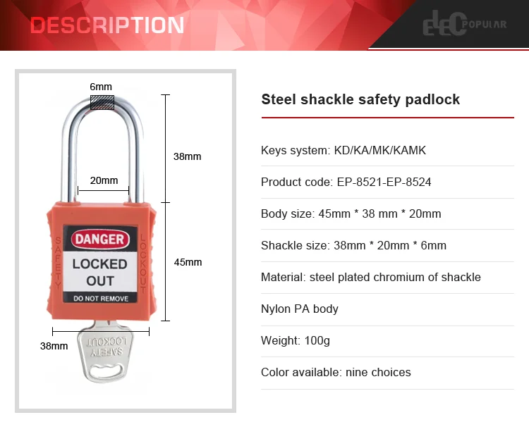 China Top Security Cheap Steel Shackle Nylon Lock Body Padlocks