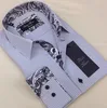2015 Italian fashion POPLIN cotton check cheapest PRINTED contrast collar and cuff long sleeve shirt