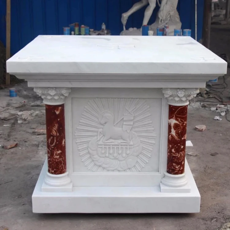 Processing Customization Hand Carved Marble Church Altar Table Natural