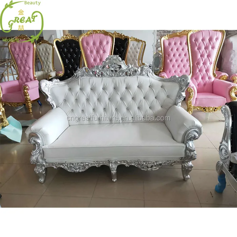 Antique Style Appearance White Color Wedding Event Furniture Loveseat Sofa