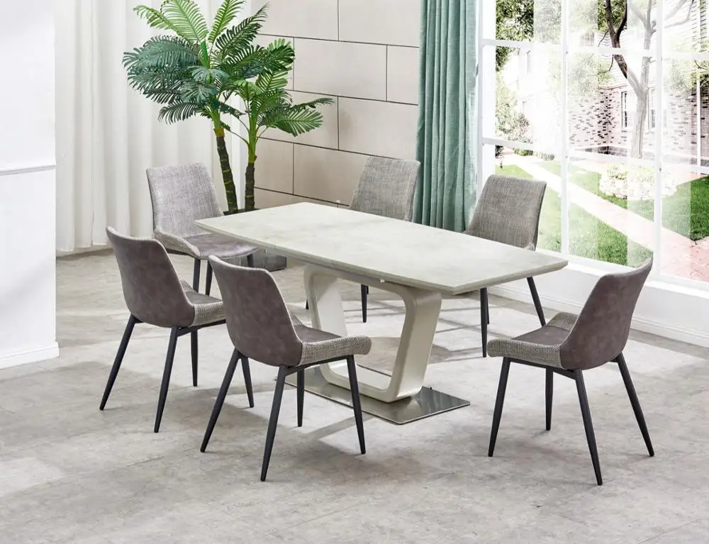 European Modern Mdf High Gloss Wooden Extending Dining Table Set - Buy ...