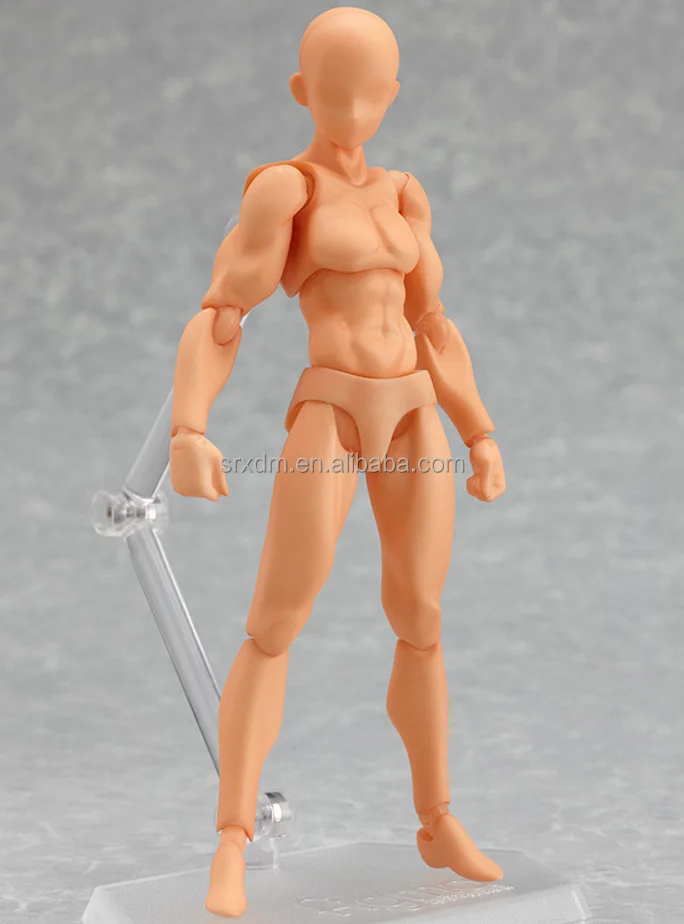 30 Parts Male Muscle Nude Movable Limbs Body Grey Figurine Action Figure No Box