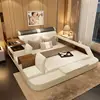100% cow hide skin genuine leather Multifunction function massage leather bed