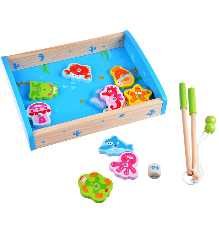 Baby Wooden Educational Fishing Puzzle Toy 14pcs Wooden