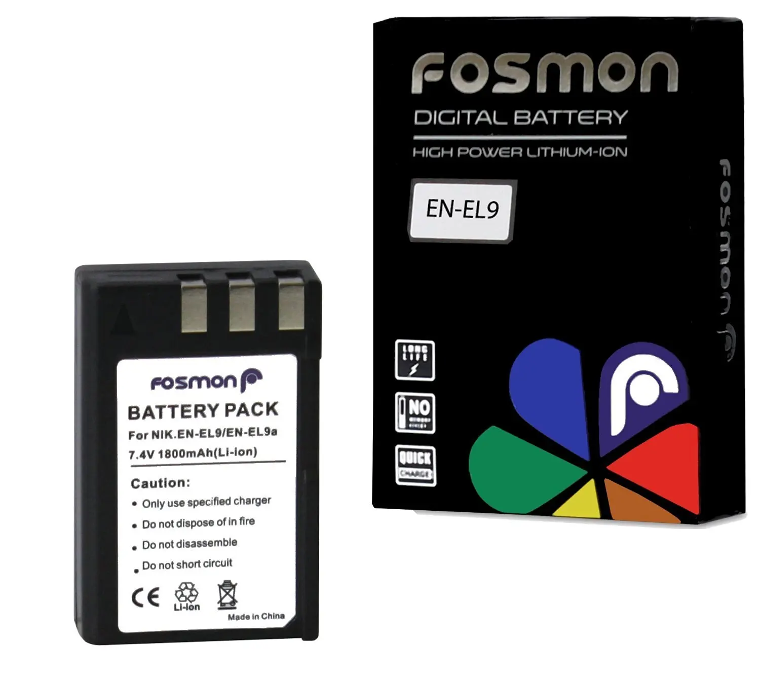Fosmon Replacement EN-EL9 / EN-EL9A Battery (1800 mAh) for Nikon D5000 D3000 D60 D40 SLR Cameras