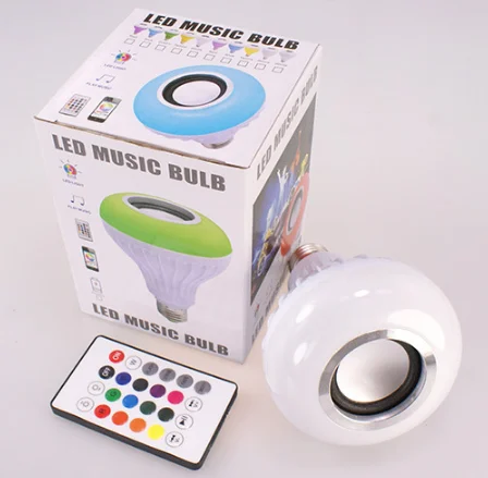 E27 12w RGB bluetooth speaker bulb,remote wireless bluetooth led bulb