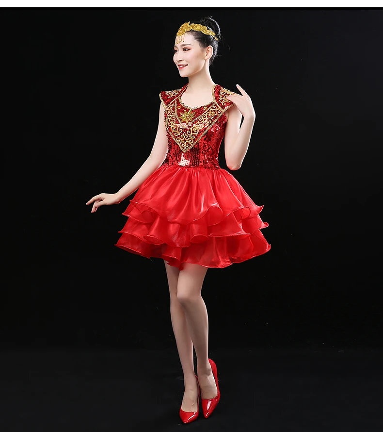 新现代舞蹈服装女性成人迷你裙开幕舞蹈 tutu 爵士时代连衣裙