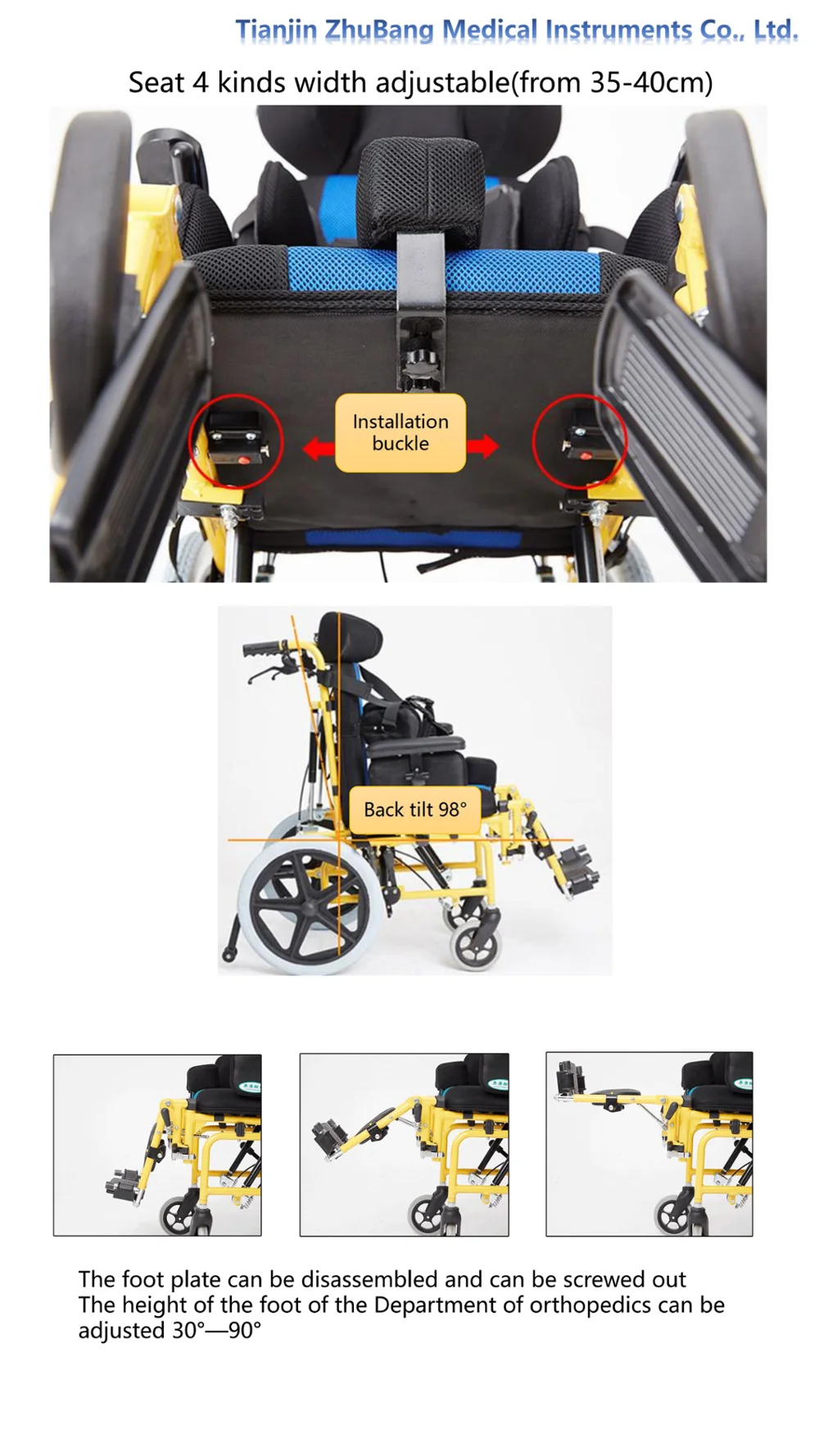 Tianjin 4 Wheel Drive Economic Used Manual Lightweight Wheelchair for Kids
