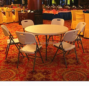 Round 6 Seats Hotel Hall Catering Table 122 74cm Heavy Duty Blow