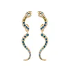Women Elegant Fashion Crystal Rhinestone Gold Snake Stud Earrings Crystal Rhinestone Paved Snake Earrings
