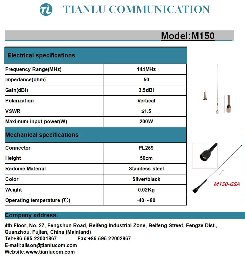 144mhz Ham Radio Car Antenna M150 M150gsa Short Spring Long Range Vhf
