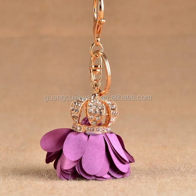 Rhinestone Crown Golden Flower Key Chain Keyring Buy Keychain Key Chain Key Ring Product On Alibaba Com