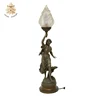 brass casting technique decoration bronze lady sculpture lamps for sale NTBH-S989A