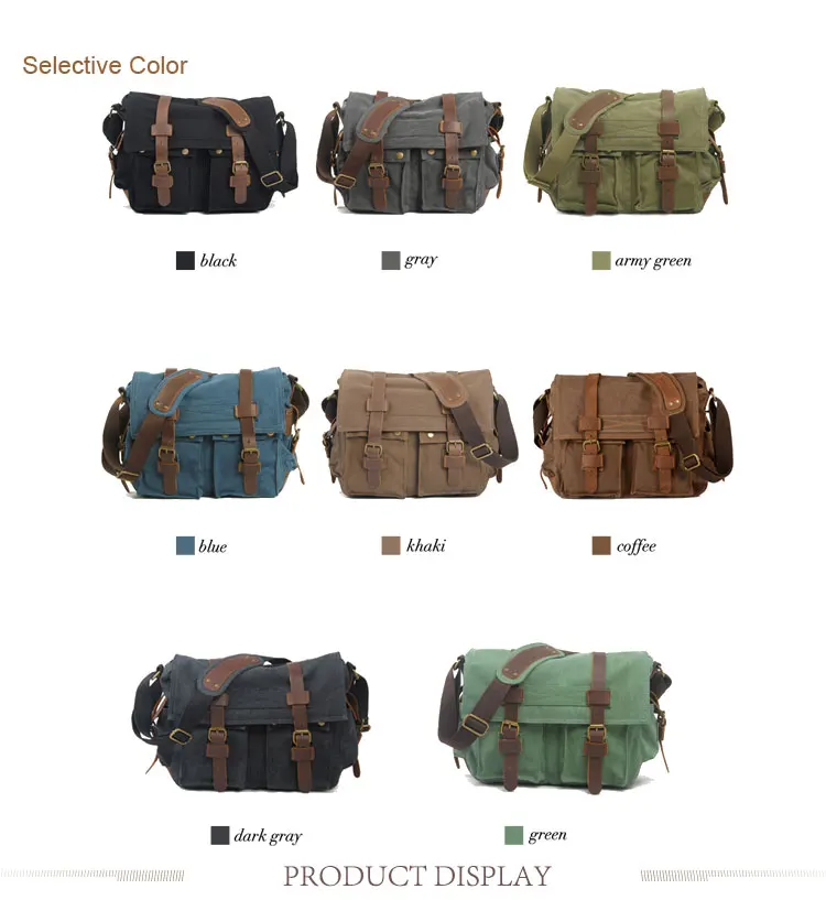 European vintage elegant design cotton canvas unisex shoulder messenger crossbody sling satchel bag