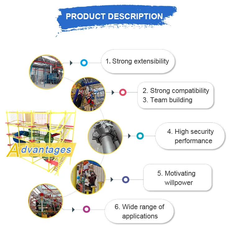 High Ropes Course Theme Park Equipment for Kids & Adult Amusement Park