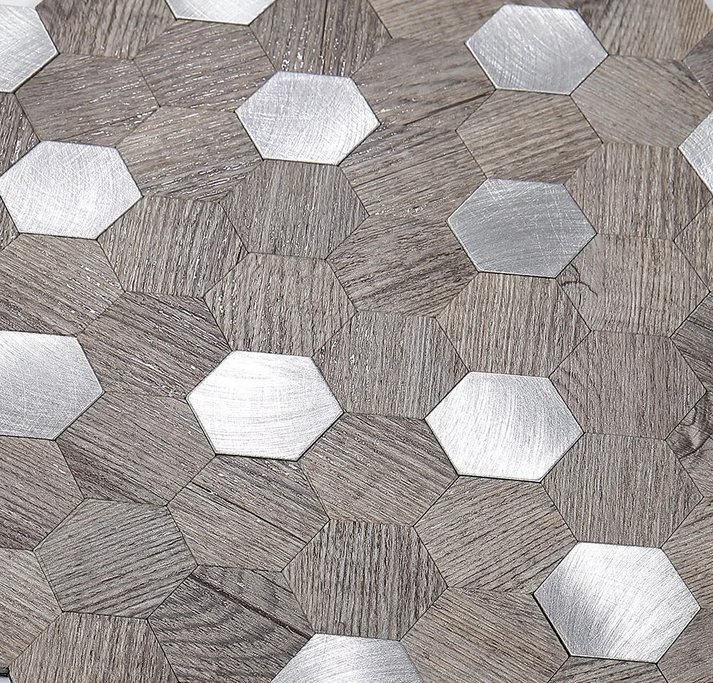 Hexagon Pvc Wood Grain Peel And Stick Mosaic Backsplash Tile Buy Wood Grain Mosaicwood Grain 2852