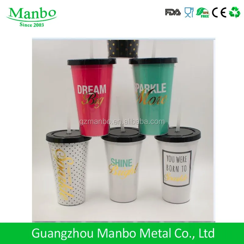 16oz Bpa Free Double Wall Hard Plastic Cup With Straw And Lid Buy Plastic Cup With Straw,16oz
