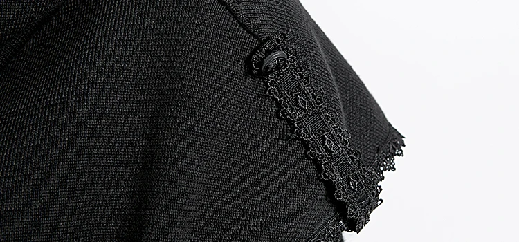 S-125 Wholesale Punk Rave Fashion Ladies Knitted Black Wool Ponchos Capes