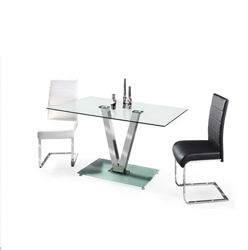 Home Glass Furniture Round Glass Dining Room Sets With Stackable Chairs