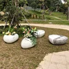 Fiberglass Marbling pebble flowerpot seat stool garden waiting Bench Leisure Chair Combination