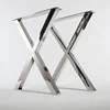 2 x Stainless Steel Coffee Table Legs with X Marks Design