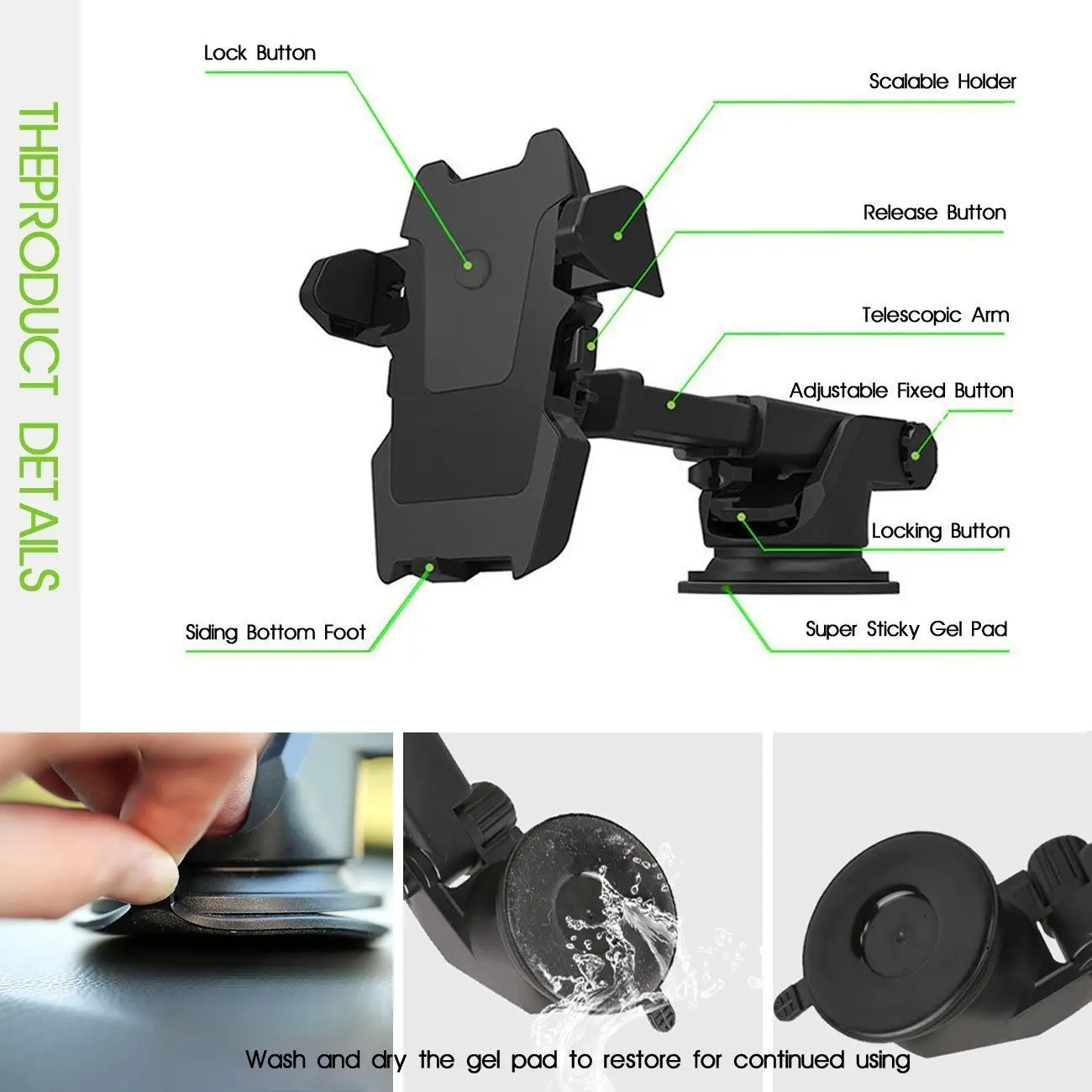 Amazon hot seller 360 degree universal dashboard sticky suction car phone holder