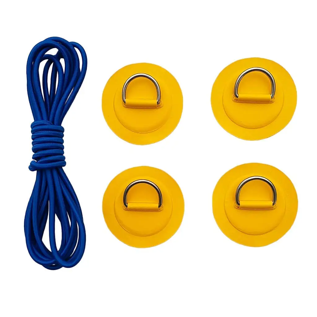 SM SunniMix Stand up Paddleboard SUP Bungee Deck Rigging Kit Inflatable Boat Deck Attachment Kit Kayak Accessories 6Pcs D Ring Patch /& Blue Elastic Shock Cord
