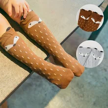 Cartoon Fox Kids Knee High Socks Brand Designer Children Girls sock Baby Girl Leg Warmers Kids Knee High Kawaii Socks