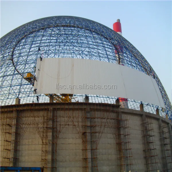 large span steel structure space frame for dome coal storage