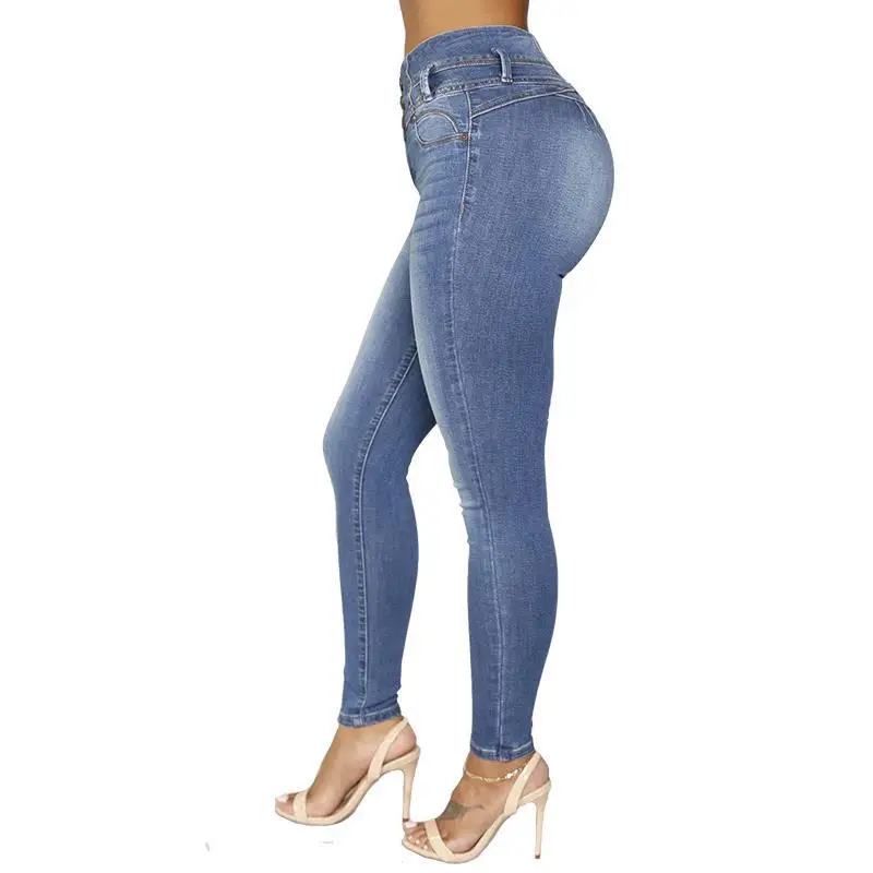 High Waisted Button Design Skinny Colombian Jeans For Womens - Buy ...