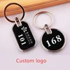 Retro Motel Hotel Style Vintage Inspired Metal Engraved Number Logo Black Enamel Keychain Keyring