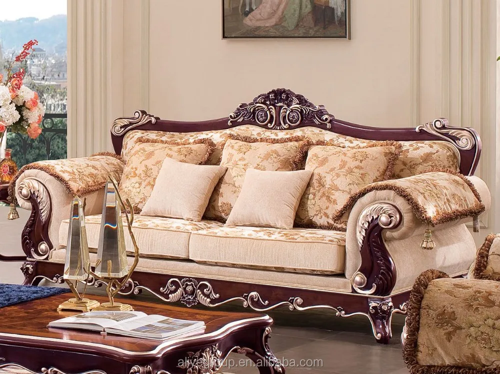 As24 Traditional Fabric Living Room Sofas And Malaysia Wood Sofa Sets
