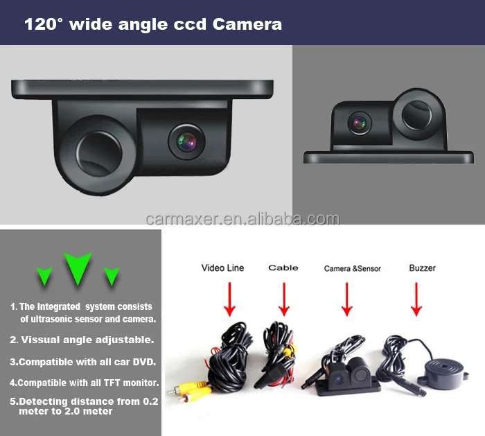 2in1 Rear View Car Camera Front Back With Parking Sensor / Reversing