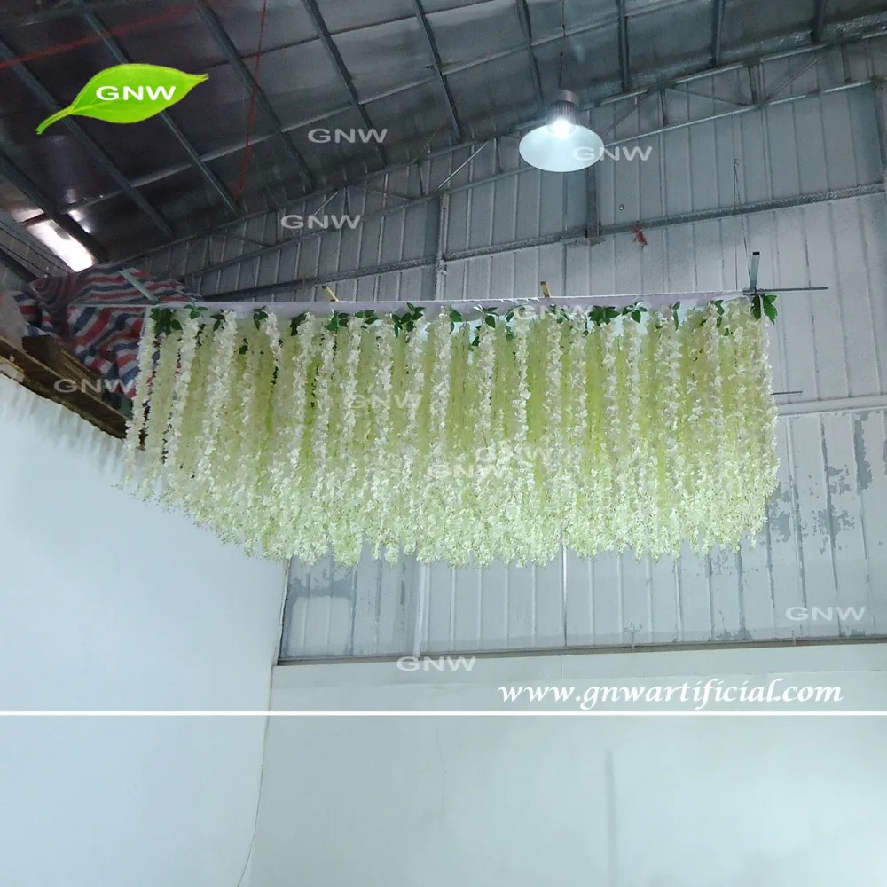 Gnw Artificial Wisteria Hanging Flower Ceiling Canopy For Wedding