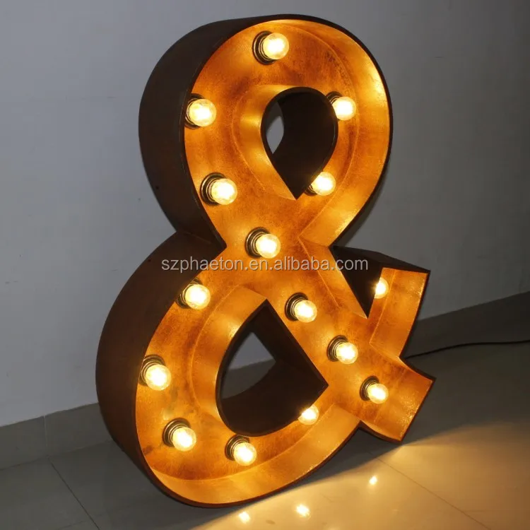 Free Standing Large Decorative Lighted Vintage 36 Metal Letters