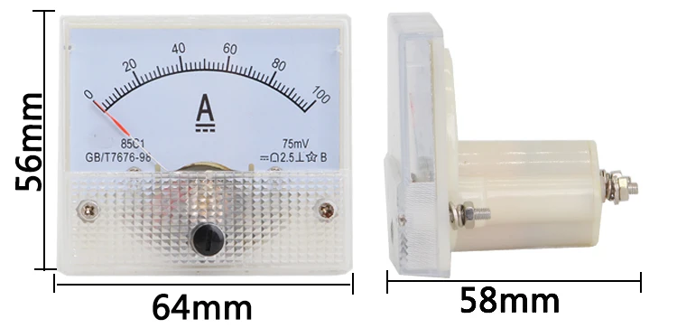 Analog Panel AMP Current Meter Ammeter Gauge Tester 85C1-A 85C1 1A 2A 3A 5A 10A 15A 20A 30A 50A 75A