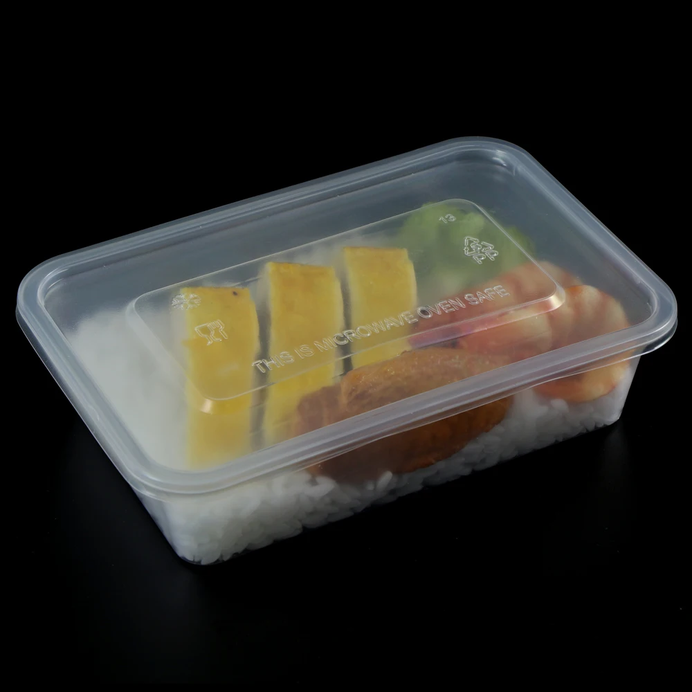 Promotion 500ml Clear Pp Disposable Plastic Lunch Box Container With