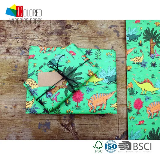 Dinosaur Printing Gift Wrapping Paper Cute Design for Boys Customed