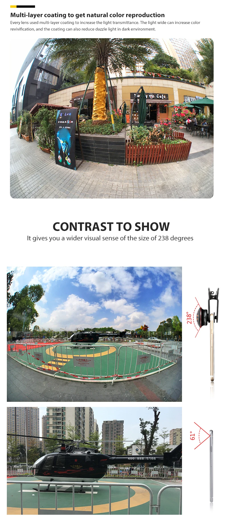IBOOLO 2018 New designed mobile phone camera full screen professional HD 4K 238 degree 8MM PRO super fisheye lens