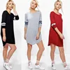 New Model Casual Dresses Long Sleeve Jersey Short Tunic Shift Raglan Baseball Dress Women With Curve Bottom