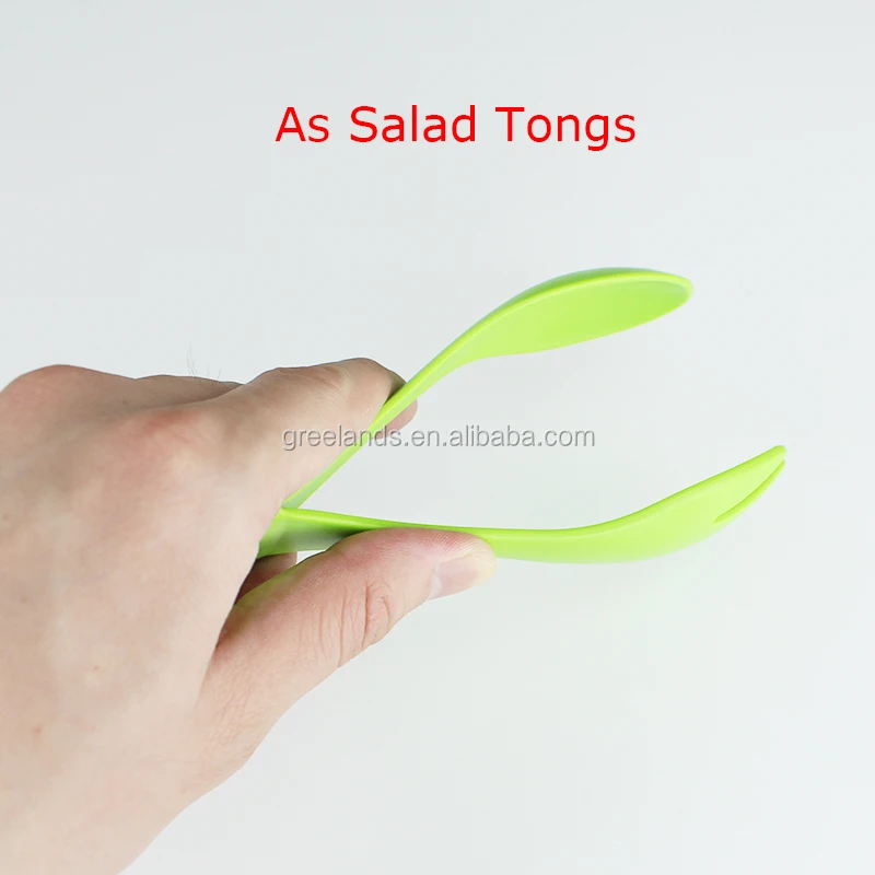 Food Plastic Salad Fork And Spoon Flatware Set Salad Clamp,4 In 1