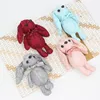 Wholesale Long-footed Plush Rabbit Cartoon Doll DIY Jewelry Keychain Hat Accessories Doll Toys Striped Lattice Toy Pendant