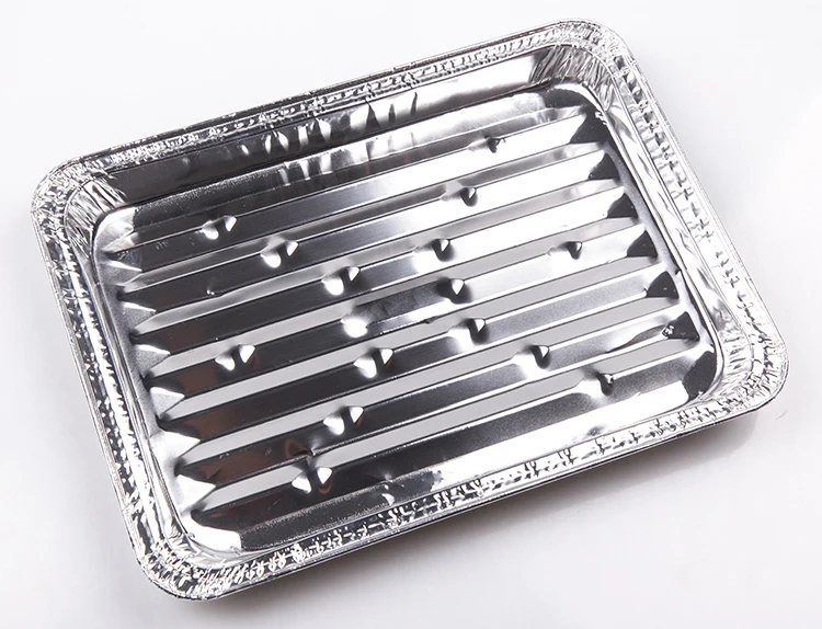 Food Grade Approved Large Perforated Aluminium Foil Grill Tray For Bbq